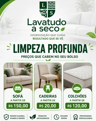 HIGIENIZAÇÃO DE ESTOFADOS, TAPETES E CORTINAS 