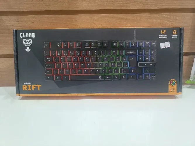 Teclado Gamer CLANM Rift Rainbow LED 80% ABNT2 USB Novo