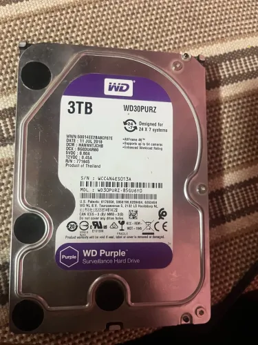 HD WD Purple 3TB SATA - Testado e Funcionando