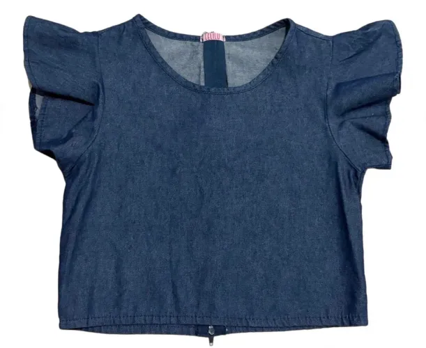 Blusa jeans - Tamanho 10 anos