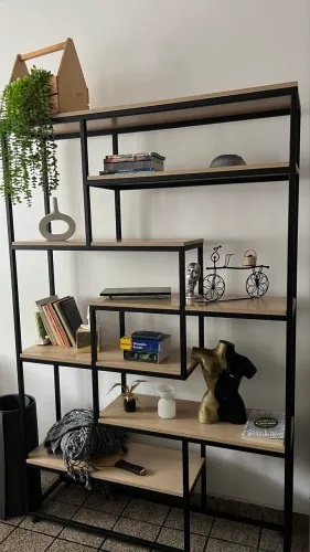 Lindo Conjunto Sala Estilo Industrial: Estante Grande + Mesa de Centro