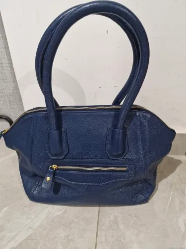 Bolsa de ombro azul couro legítimo