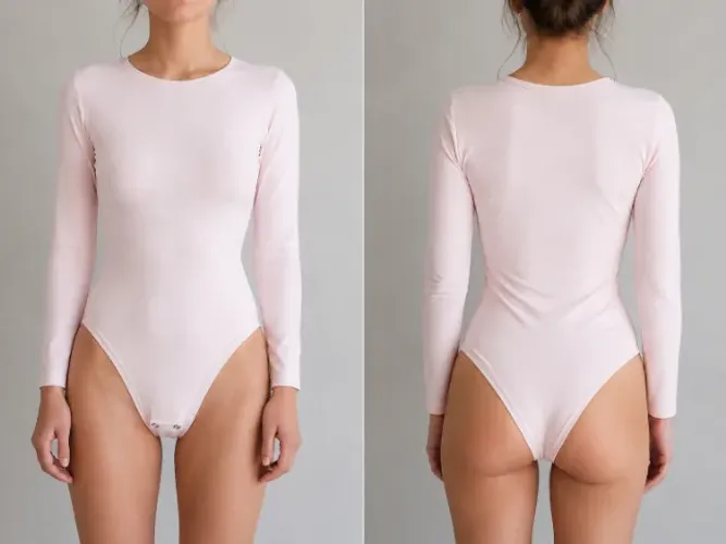 Body Feminino Manga Longa Rosa Claro - Tam. P