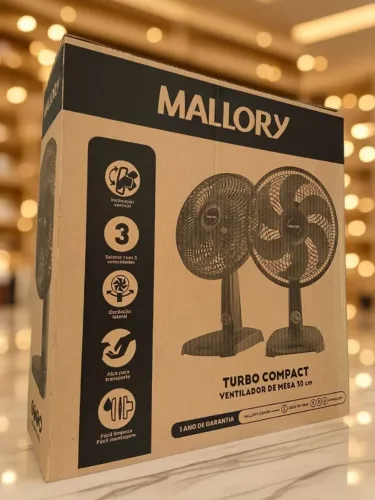 Ventilador de Mesa Mallory 30cm Turbo Compact Preto 13an