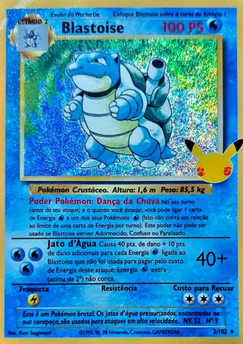 Card pokémon blastoise 25 anos