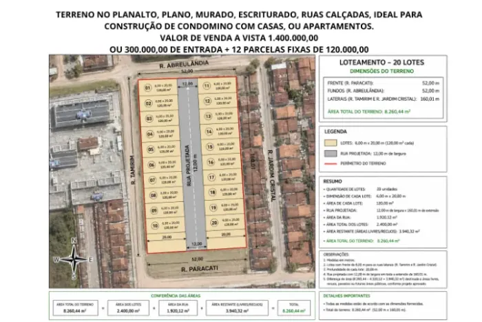 Terreno medindo Ideal para condomínio, escriturado, plano, rua calçada - Planalto/Natal/RN