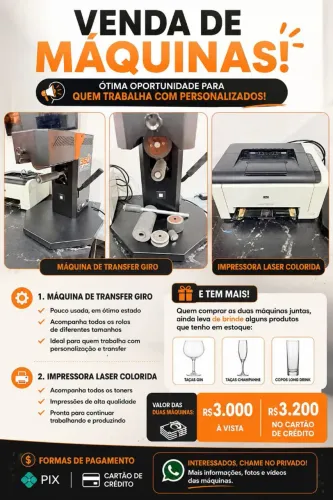 Máquina giro transfer 360 e impressora a laser