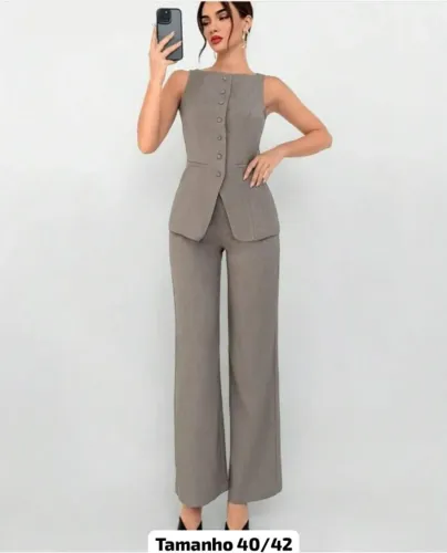 Terno Feminino Cáqui Blazer Alfaiataria 40/42