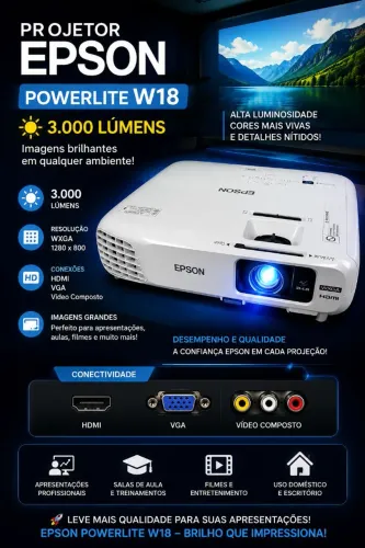 Projetor Epson Power lite W18 3000 Lumens 