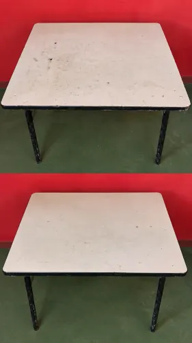 (5 uni.) Mesa Escolar Infantil Quadrada com Estrutura de Ferro