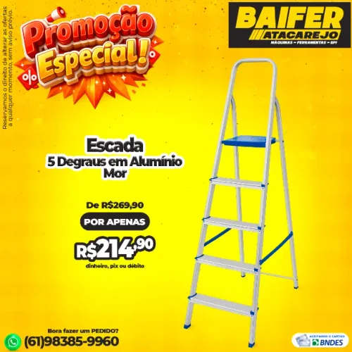 Escada 5 Degraus em Alumínio Mor