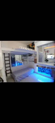 Aquário sob medida 138l com luz azul, bomba e vidro 10mm