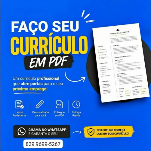 FAÇO SEU CURRÍCULO EM PDF R$15,00