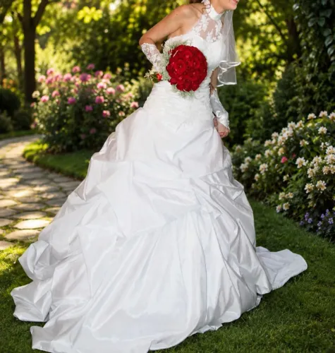 VESTIDO DE NOIVA E GRINALDA. 
