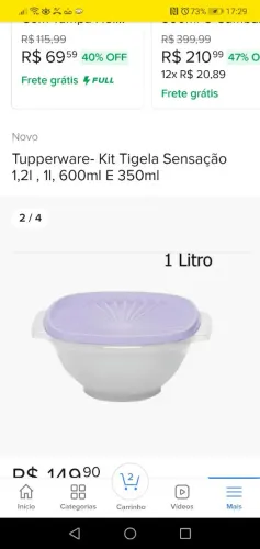 TUPPERWARE TIGELA SENSAÇÃO 1L