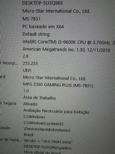 Z390 Gaming + I5 9600k