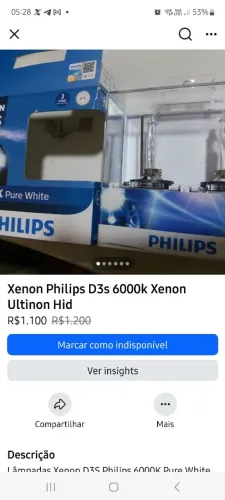 lampada Xenon D3S Philips 6000K Pure White