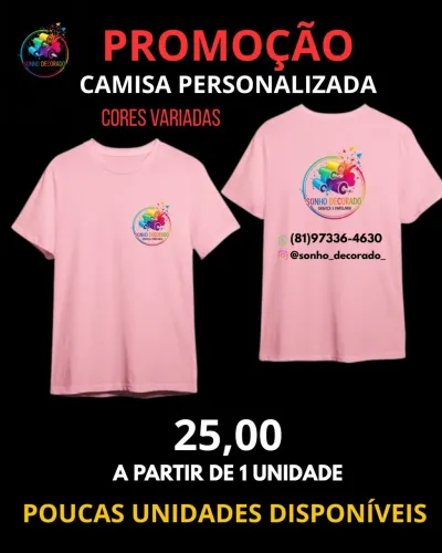 Camisa Personalizada PROMOÇÃO 25,00