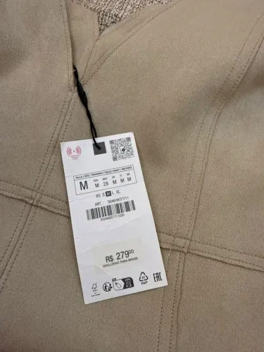 Vestido Zara Midi Efeito Camurça Bege Tam M - Novo com Etiqueta - R$ 250