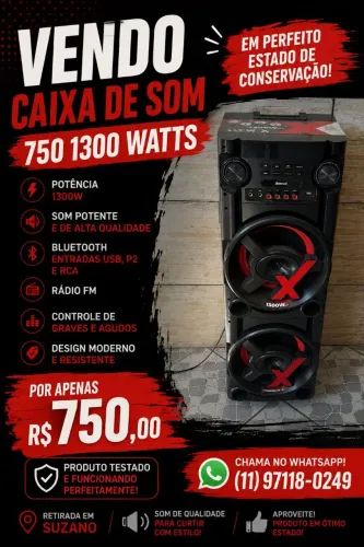 Caixa de som Anvox 1300w