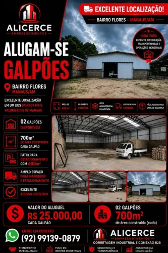 ALUGO GALPÃO COM 700 M2 E PÁTIO NOVO 700 M2