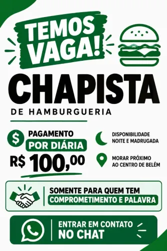 Chapista fixo Terça a Domingo