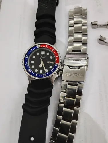 Relógio orient automático pepsi shark duas pulseiras