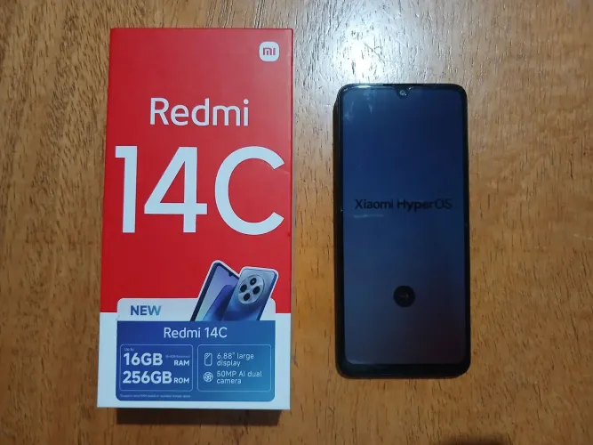 REDMI 14C, 16GB RAM, 256GB ROM. "6.88 LARGE DISPLAY" "50MP AI DUAL CAMERA".