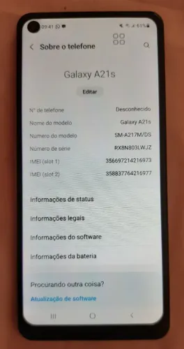 Celular Samsung A21s.