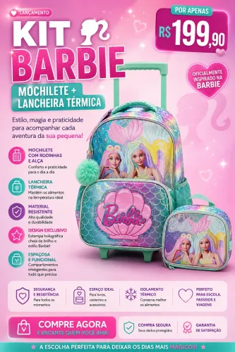 Kit Mochilete + Lancheira Barbie