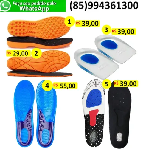 Palmilha Silicone Gel Pu Calcanheira Super Macia Anti Impacto Chuteira Sapato Bota Coturno