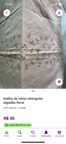 Toalha de mesa 100% algodão 2,40 x 1,30