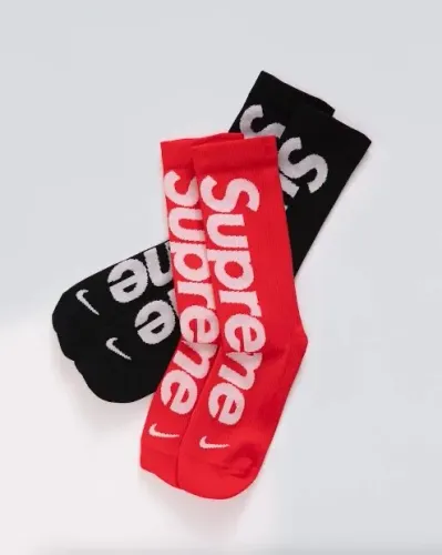meia supreme nike pack lightweight crew socks sock meias black red sup preta vermelha cano