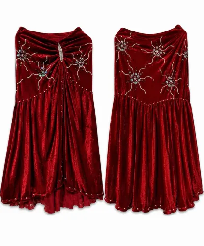 Roupa Completa de Dança do Ventre - Vermelha com Pedrarias