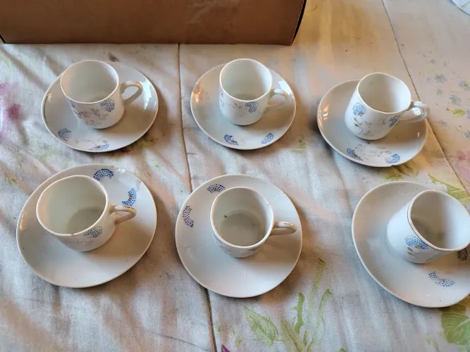 Antigo jogo de Essas xícaras de café (demitasse) com pires anos 50