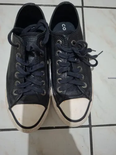 Converse all star preto de couro tam 35
