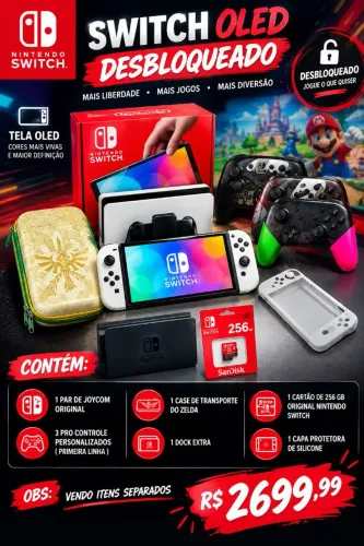 NINTENDO SWITCH OLED DESBLOQUEADO<br><br>**NINTENDO SWITCH OLED<br><br>DESBLOQUEADO**