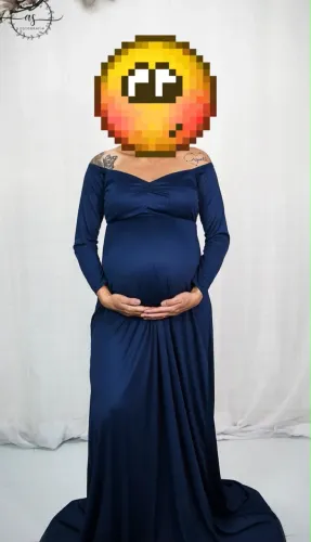 vestido gestante azul marinho