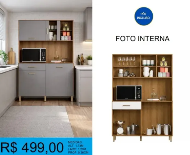 Armário de cozinha alt:1,73m larg1,20m - frete grátis e á pronta entrega!
