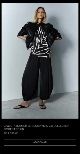 jaqueta bombear de couro 100% zw collection limited edition - m