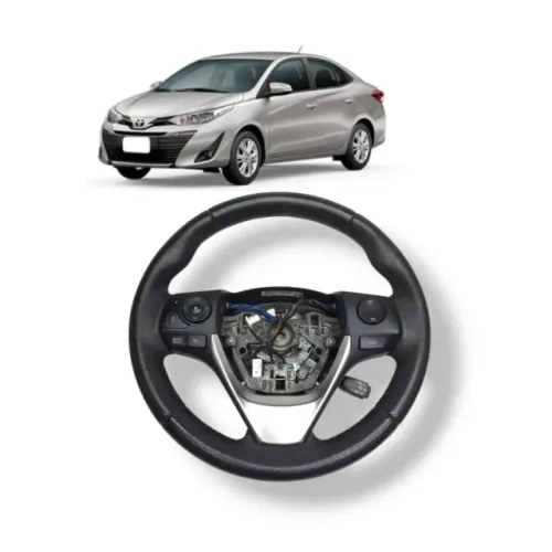 Volante Direção Toyota Yaris 1.5 XL XS 2019 2020 2021 a 25 Em Couro e Comandos Borboleta