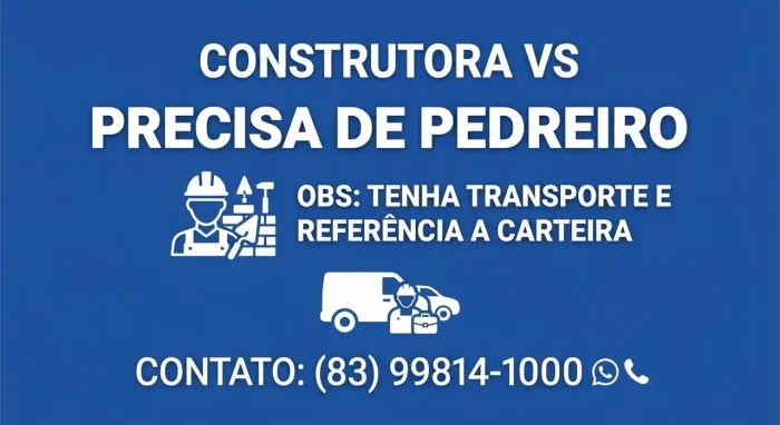 Vaga aberta para Pedreiro