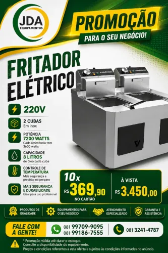 Fritador Elétrico - Marca Venâncio - VFO30 - 2 Cubas 220V -16 Litros