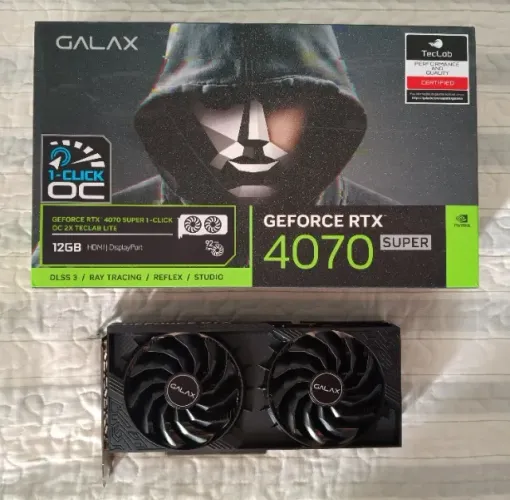Placa de Vídeo Galax GeForce RTX 4070 Super 1-Click OC 2X TecLab Lite - Garantia: 06/11/27