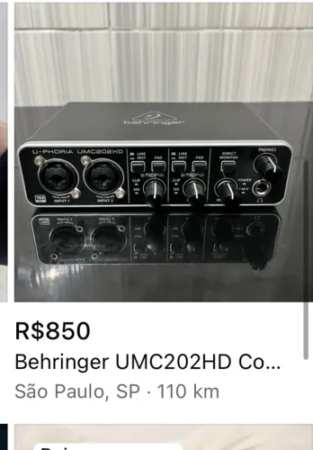 UMC202HD USB - De R$ 850 por R$ 500
