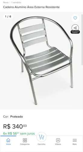 Cadeira alumínio área externa resistente
