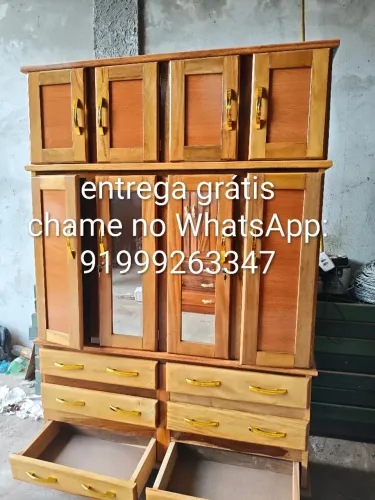 Guarda roupa de casal 4 portas espelhando frete grátis.