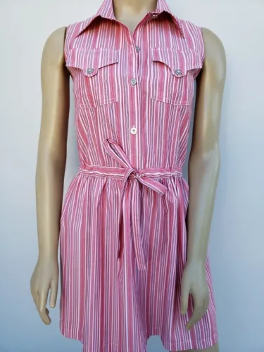 Vestido Listra Vermelho 100% Algodão