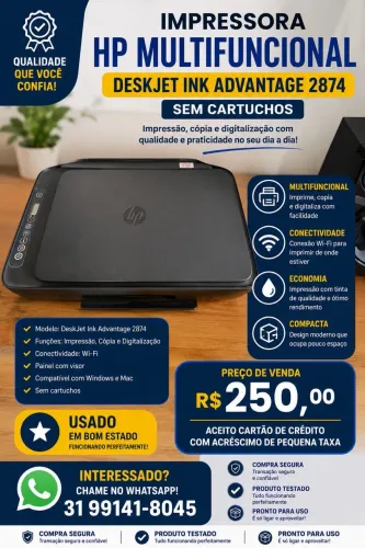 IMPRESSORA HP MULTIFUNCIONAL DESKJET INK ADVANTAGE 2874 ?
