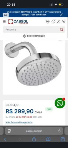 Chuveiro sistema a gás/ducha